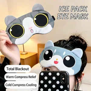 Antifaz para dormir de gato lindo para terapia de compresas frías y calientes y oscurecimiento