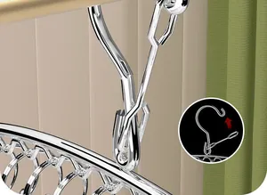 Detailed view showing the windproof safety hook of the stainless steel sock drying rack