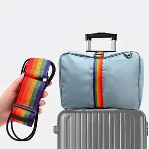 Regenbogenfarben Einstellbar Koffer-Verbindungsgurt Reisekoffer Fixiergurt Polyester Gewebter Packgurt Für Reisezubehör