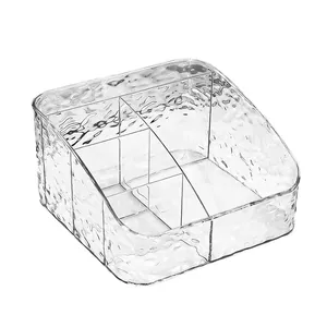 Transparante acryl cosmetica organizer met hamerslagtextuur en vier vakken