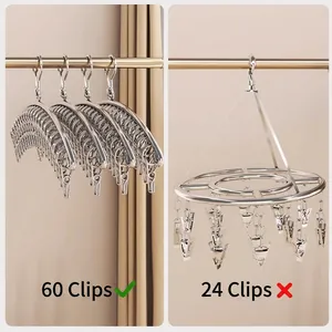 Stainless steel sock drying rack comparison featuring 60 clips and 24 clips versions