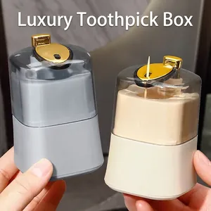 Modern Luxury Automatic Pop-up Toothpick Holder Press Type Transparent Storage Tank Portable Toothpick Dispenser For Home Kitchen Restaurant