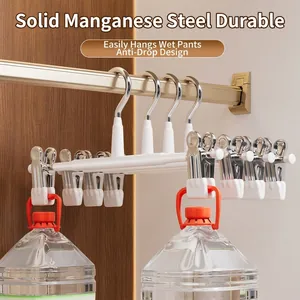 Durable non-slip stainless steel pants hanger with clips for efficient closet organization