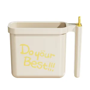 Beige rectangular instant noodle bowl with a sturdy handle and 'Do your Best' slogan