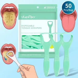 Gratte-langue jetable professionnel, pack de 50 pour l'hygiène buccale et l'haleine