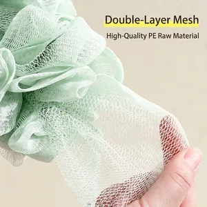 Soft double-layer mesh bath ball made of high-quality PE material in light green