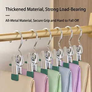 Stainless steel clothes hanger clips with non-slip grips for towel and pants storage