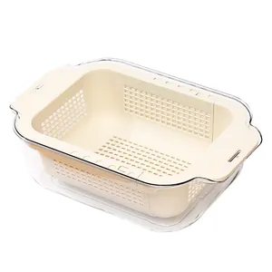 Colador telescópico de doble capa para lavar y escurrir frutas y verduras en cocina