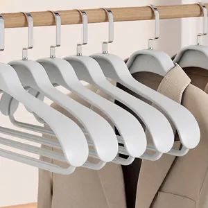 Heavy duty non-slip wide shoulder seamless clothes hangers for suits and overcoats