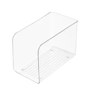 Clear acrylic desktop book organizer and storage bin for office files and school books
