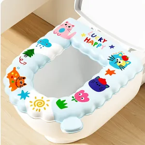 Universal Waterproof EVA Adhesive Toilet Seat Cover Four Seasons Cartoon Cat Rabbit Bear Washable Warm Bathroom Toilet Seat Cushion Pad