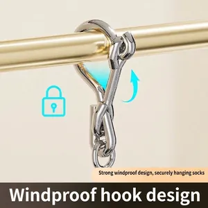 Durable stainless steel windproof hook for drying racks featuring a secure locking design