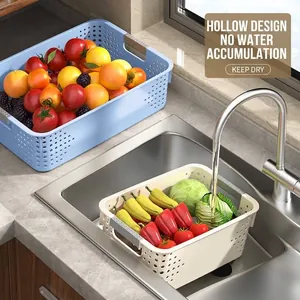 Cesta de almacenamiento de plástico versátil con diseño hueco para cocina y organización