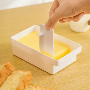 Recipiente para mantequilla blanca con tapa cortadora integrada para porciones