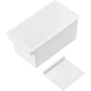 Recipiente para mantequilla de plástico blanco con cortador y tapa para nevera