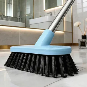 Brosse de Nettoyage de Sol à Long Manche Tige en Acier Inoxydable Outil de Nettoyage de Salle de Bain Pour Carreaux Cuisine