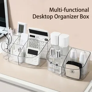 Transparent acrylic desktop storage box for cosmetics and stationery organizing