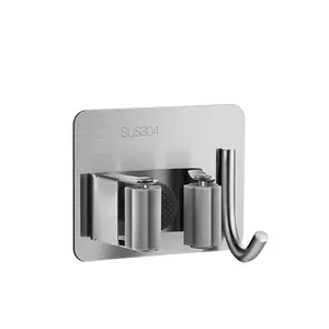 Premium SUS304 stainless steel wall mounted mop holder with hook for broom and tool storage