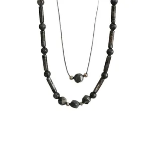 Collana fatta a mano in perle di pietra naturale in elegante stile vintage cinese
