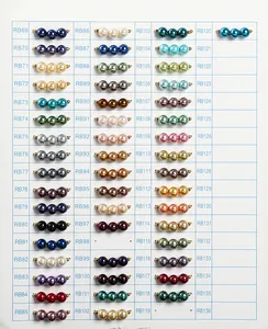 Comprehensive color chart of South Sea shell pearls with unique product codes labels