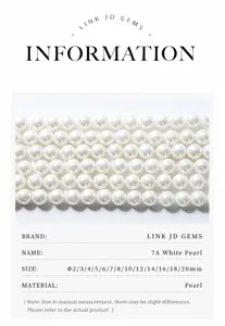 Detailed specifications for white shell pearls with 2mm to 20mm diameter options