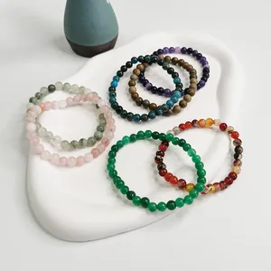 Varietà di braccialetti con perline in cristallo naturale da 6mm con ametista e occhio