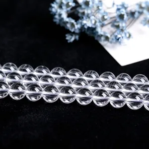 Perles en Cristal Blanc Naturel Rondes en Vrac de Haute Qualité Perles de Quartz Clair Poli pour Fabrication de Bijoux DIY Bracelets Colliers