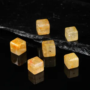 Natuurlijke gouden rutielkwarts kubus kralen voor DIY sieraden maken accessoires