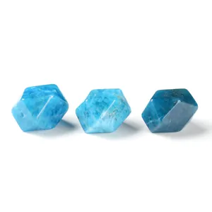 Faceted natural blue apatite irregular loose beads for DIY handmade jewelry crafting