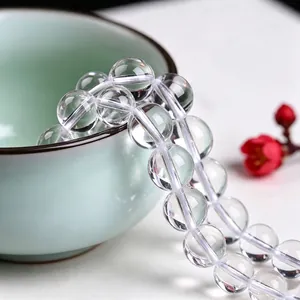 Perles rondes en cristal de roche naturel de qualité 7A pour la création de bijoux DIY
