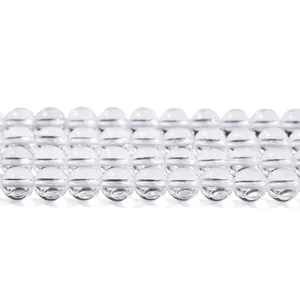 Perles rondes en cristal de quartz blanc naturel de grade 7A pour création de bijoux