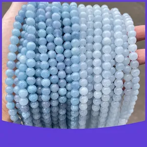 Perles Rondes en Calcédoine de Couleur Naturelle Perles en Vrac Pour La Fabrication de Bijoux Accessoires de Bracelet DIY Perles en Pierre Gemme Rondes