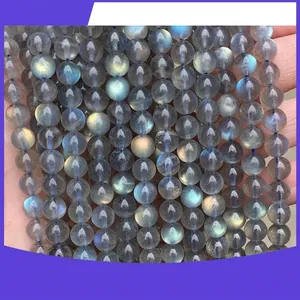7A Grade Natürliche Graue Mondstein Perlen Starkes Licht Labradorit Runde Lose Perlen Für DIY Armband Halskette Schmuckherstellung Zubehör