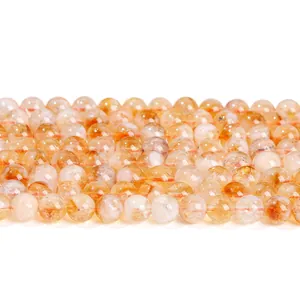 Natürliche goldene Citrin-Rundkristallperlen für DIY-Schmuck und Armbänder