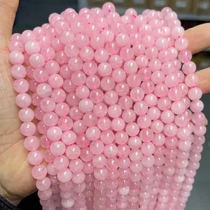 Perles rondes en quartz rose naturel pour la création de bijoux DIY et artisanat