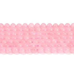 Perles rondes en quartz rose naturel poli pour la création de bijoux artisanaux