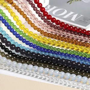 Colored Glass Beads Loose Spacer Beads For DIY Jewelry Making Accessories Round Glaze Beads For Handcrafted Bracelet Necklace Making