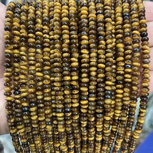 Strands of 2mm natural yellow tiger eye stone abacus beads for DIY jewelry making crafts