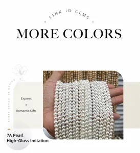 Close-up of premium white South Sea shell pearl beads strands for DIY jewelry necklace making