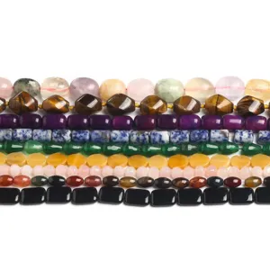 A variety of natural stone beads in mixed shapes and colors for DIY jewelry making