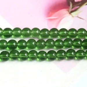 Faceted green glass round beads for DIY jewelry making accessories and craft projects