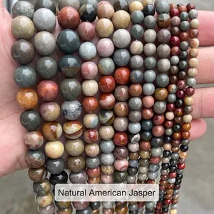 Gros plan de perles de pierre de jaspe paysage naturel des USA pour création bijoux