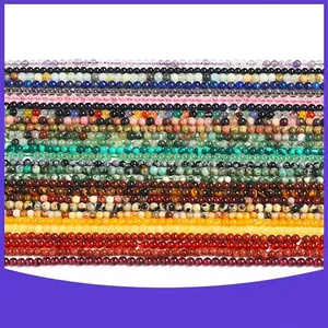 Natuurlijke Kristal Agaat Amethist Rozenkwarts Ronde Kralen DIY Sieraden Maken Accessoires Gepolijste Losse Kralen Voor Oorbellen