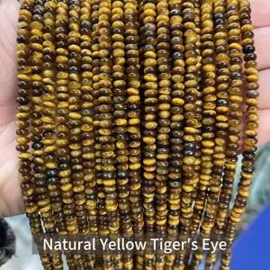 Natural yellow tiger eye stone 2mm abacus spacer beads for DIY jewelry making crafts
