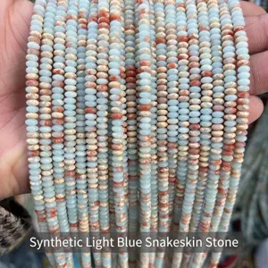 2mm synthetic light blue snakeskin stone abacus spacer beads for DIY jewelry making