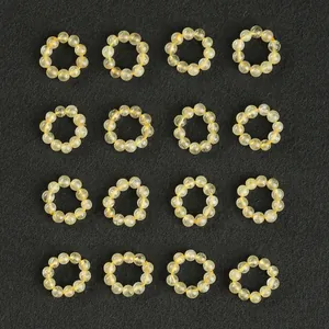 Bagues en perles de quartz rutile doré naturel en grille 4x4 pour vente en gros