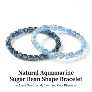 Natuurlijke Aquamarijn Getrommelde Kralen Armband Onregelmatige Edelsteen Rekbare Armband Voor Vrouwen Mannen Mode Sieraden Cadeau