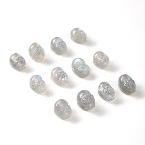 Natural carved labradorite skulls with iridescent blue flash for DIY jewelry making