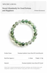 Detailed specifications of green phantom crystal bracelet with 6-10mm round beads