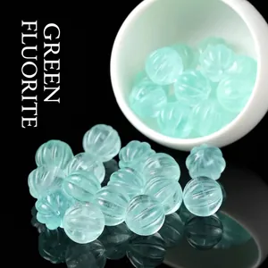 Natural Green Fluorite Pumpkin Beads 13x14mm Transparent Gemstone Loose Beads For DIY Necklace Bracelet Making Jewelry Accessories